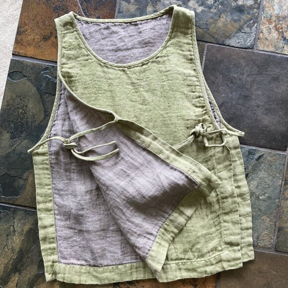 ARITZIA, Summer Linen Top, OS, Mustard Green and Coco inside - Picture 14 of 15